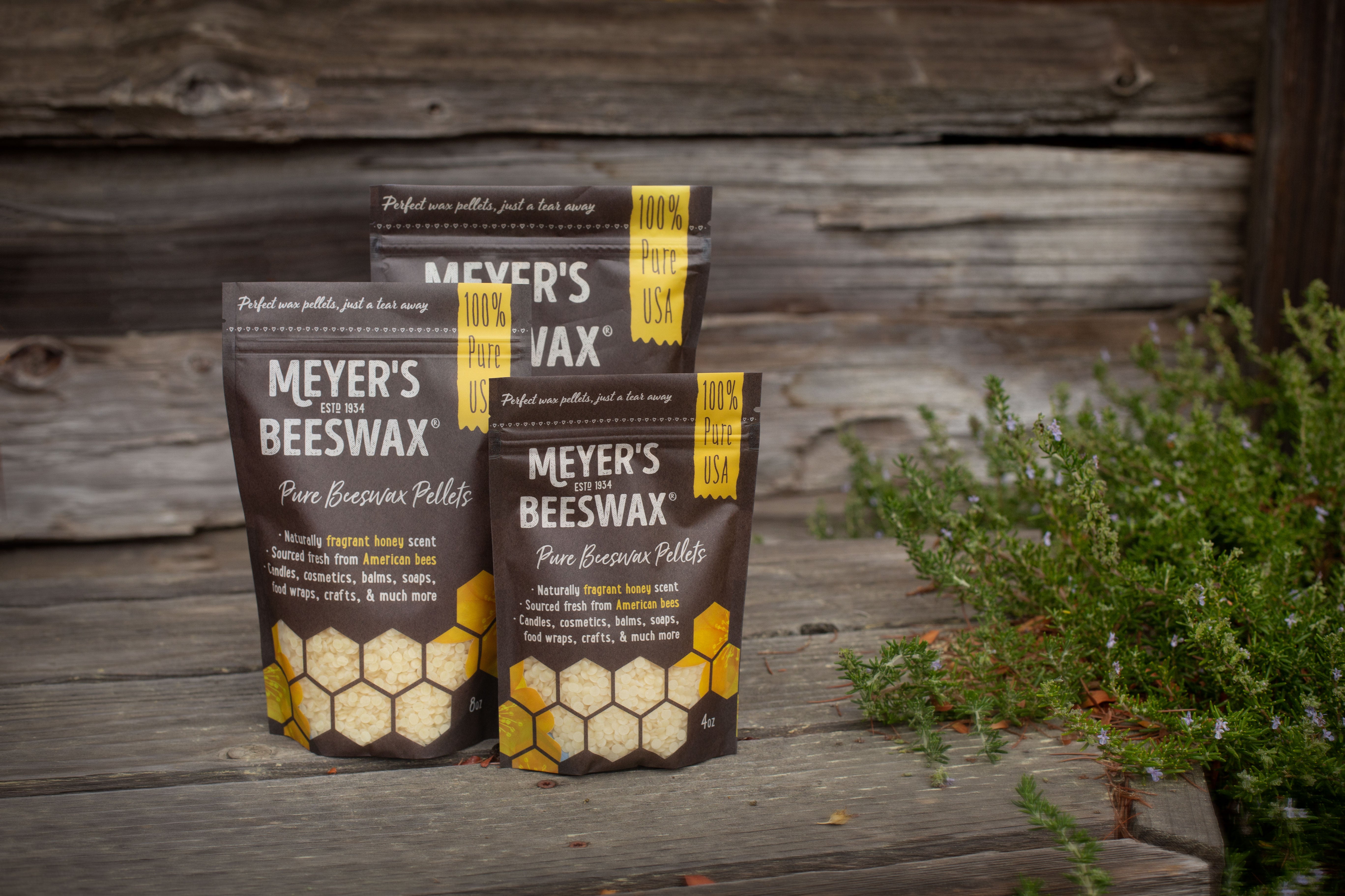 Meyer's Pure Domestic USA Beeswax, Not Imported, Chemical Free Triple Filtered Pellets for All Your Do It Yourself, Size: 16 oz